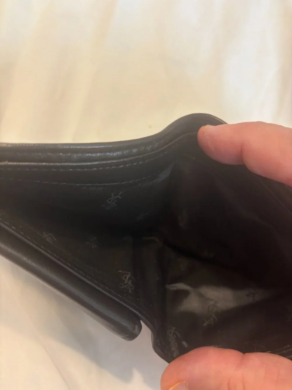 Vintage Yves Saint Laurent Passcase Billfold Wallet Black Leather NWT Boxed